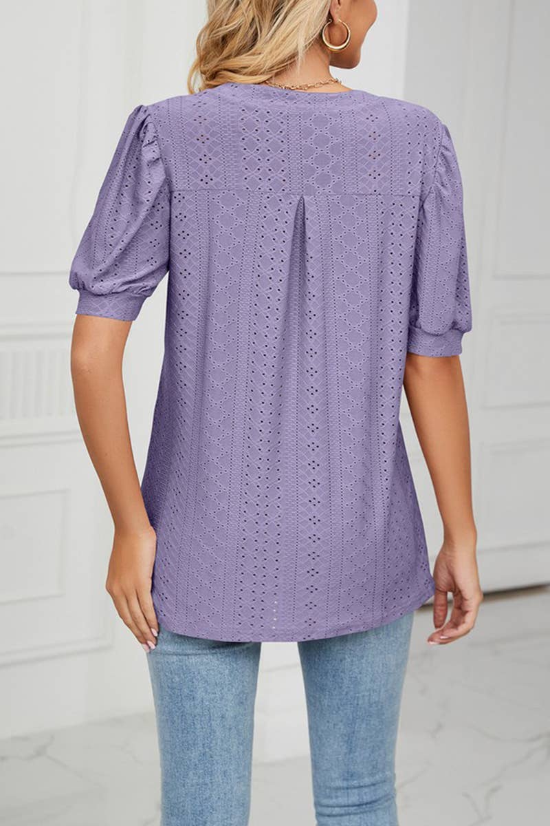 CWTTS1354_SUMMER CASUAL V-NECK SOLID COLOR LOOSE T-SHIRT