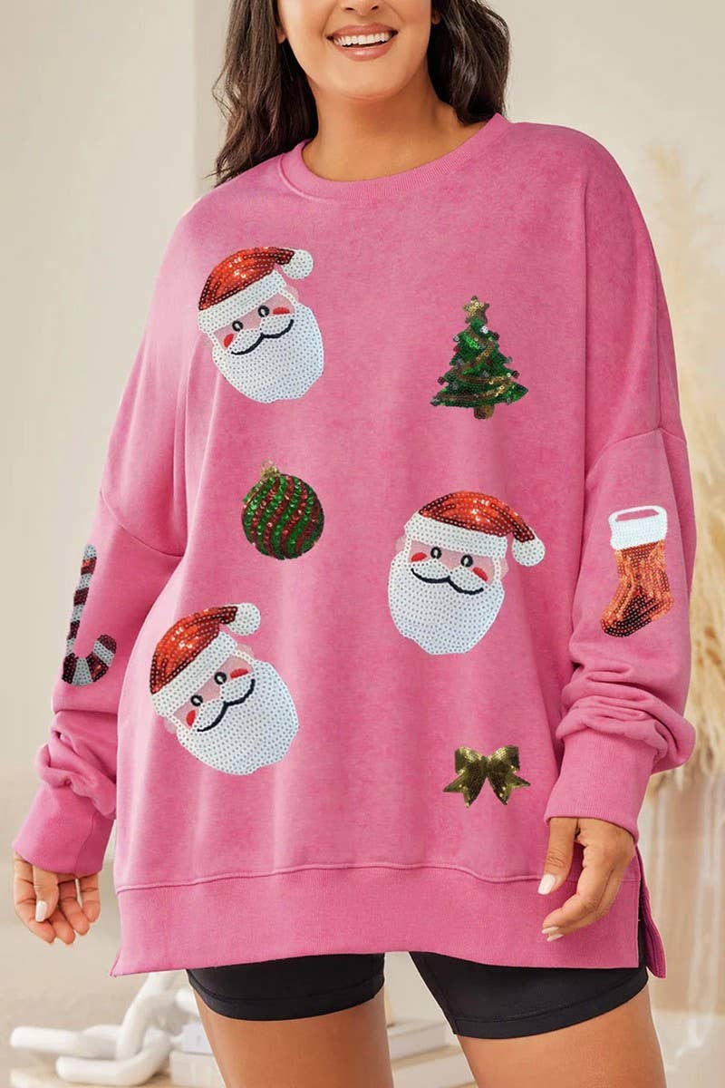 CWTBLL01239_SEQUIN CHRISTMAS LONG SLEEVE CASUAL SWEATSHIRT