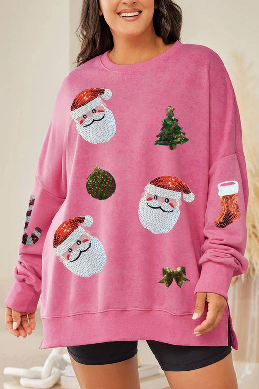 CWTBLL01239_SEQUIN CHRISTMAS LONG SLEEVE CASUAL SWEATSHIRT