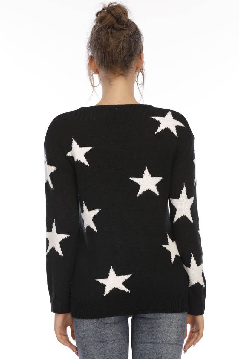 CWOSWL5201__AUTUMN STARS LONG-SLEEVED CREW NECK SWEATER