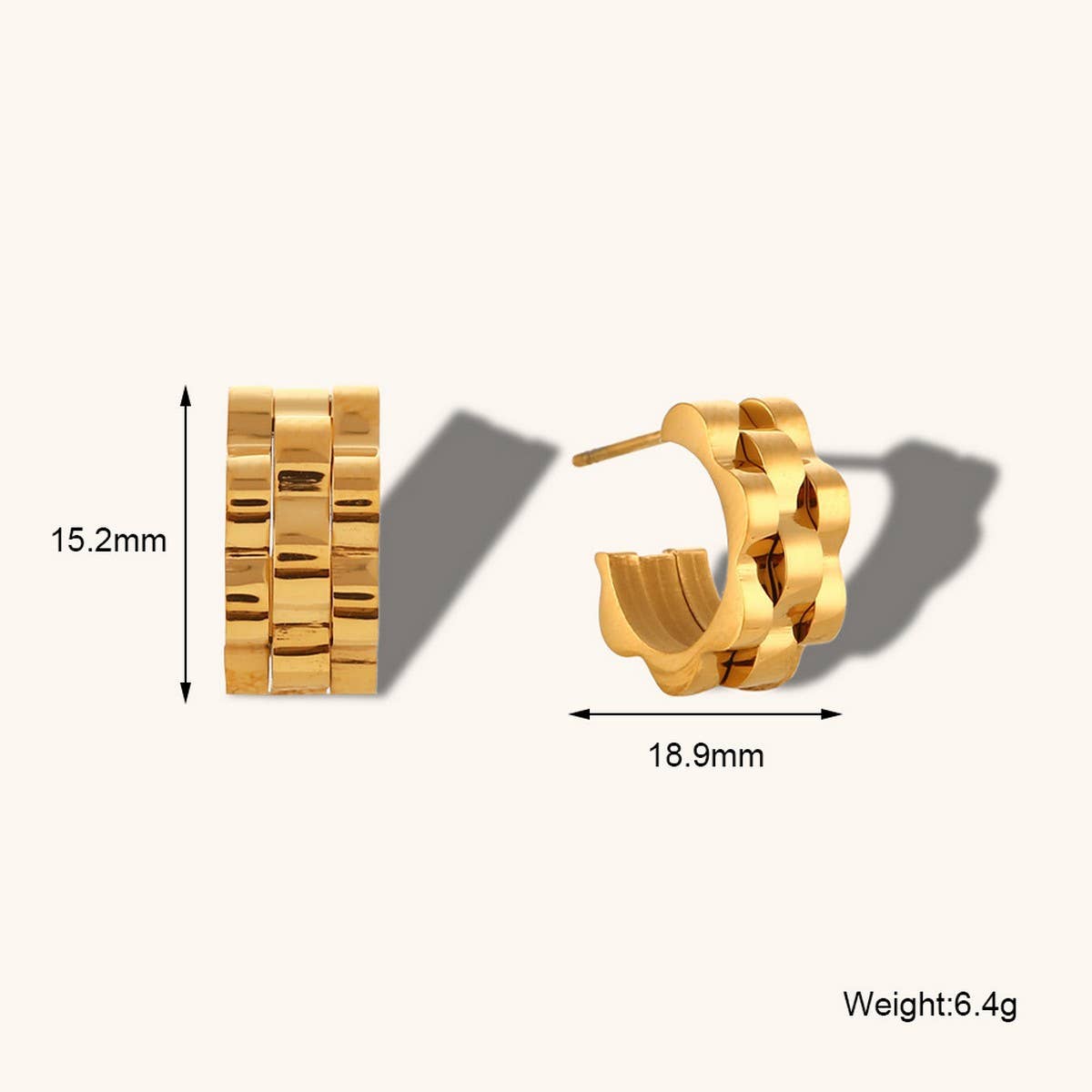 Stainless steel hip-hop track stitching earrings_CWMM5731