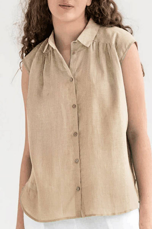 CWTDSSL0012_COTTON AND LINEN SLEEVELESS SOLID COLOR SHIRT