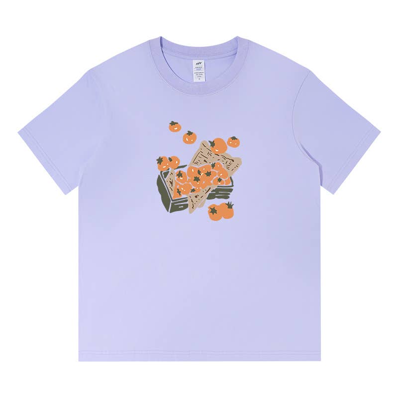 CWTTS0959_TOMATO PRINT CASUAL LOOSE SHORT SLEEVE T SHIRT