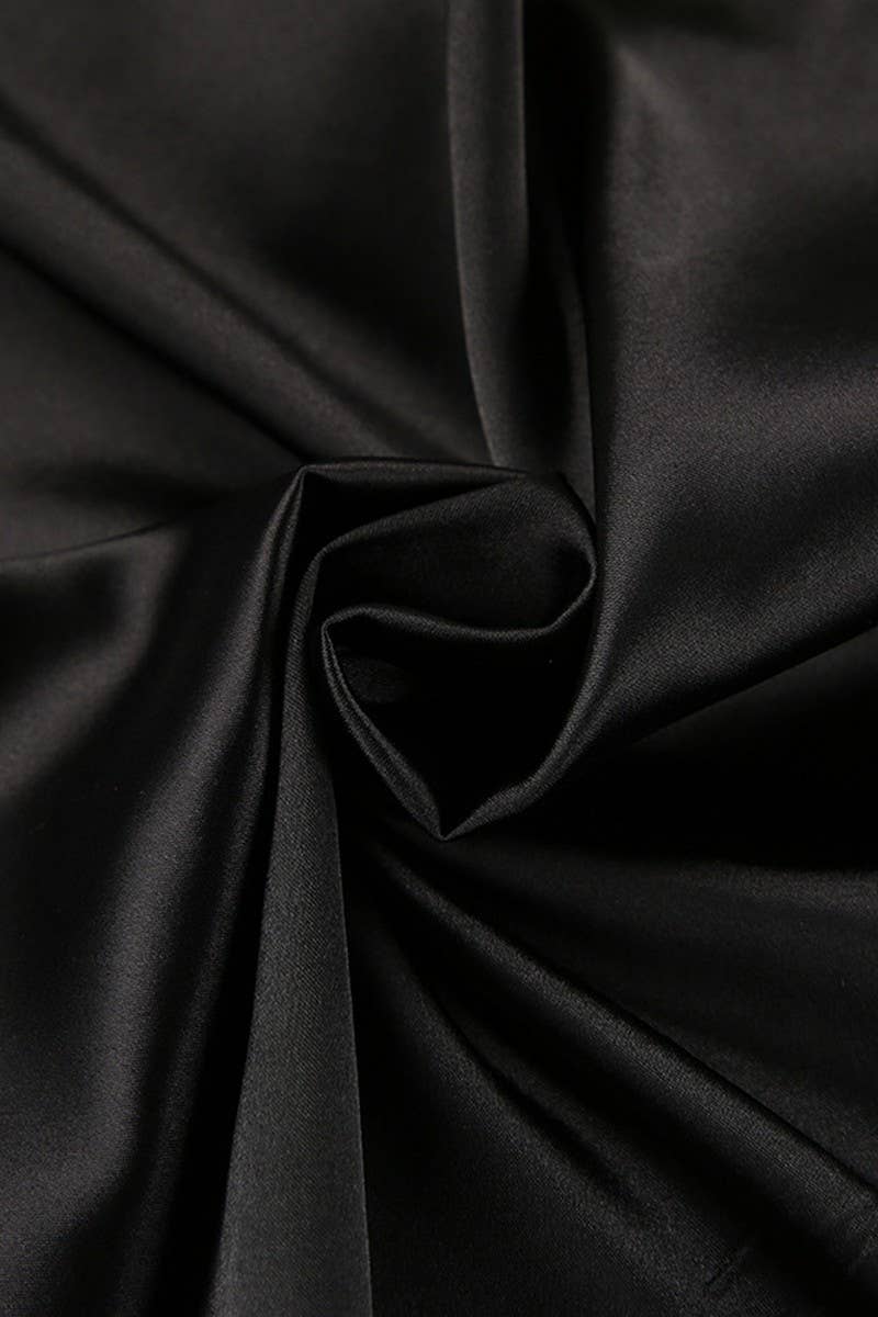 CWSPJ0380_BLACK SATIN SHORTS SUSPENDERS HOME WEAR SET