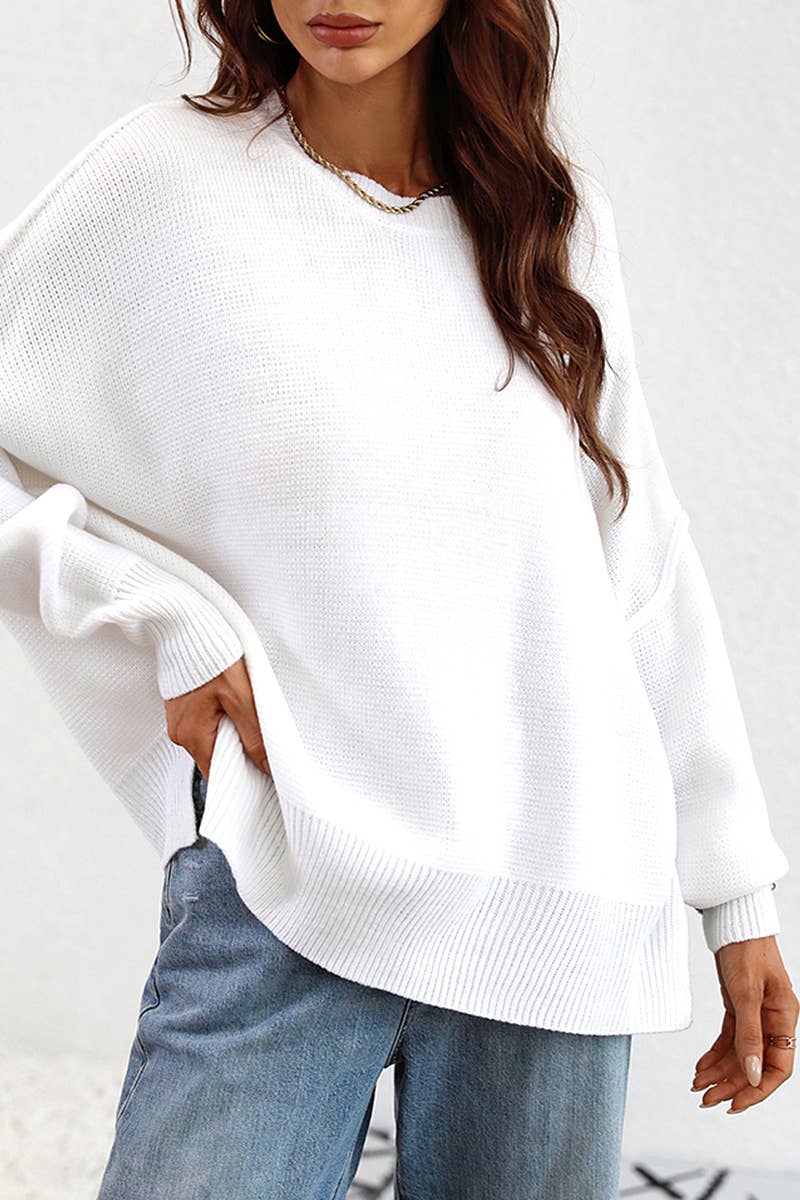 CWOSWL610 Oversized Long Sleeve Crew Neck Pullover Sweater