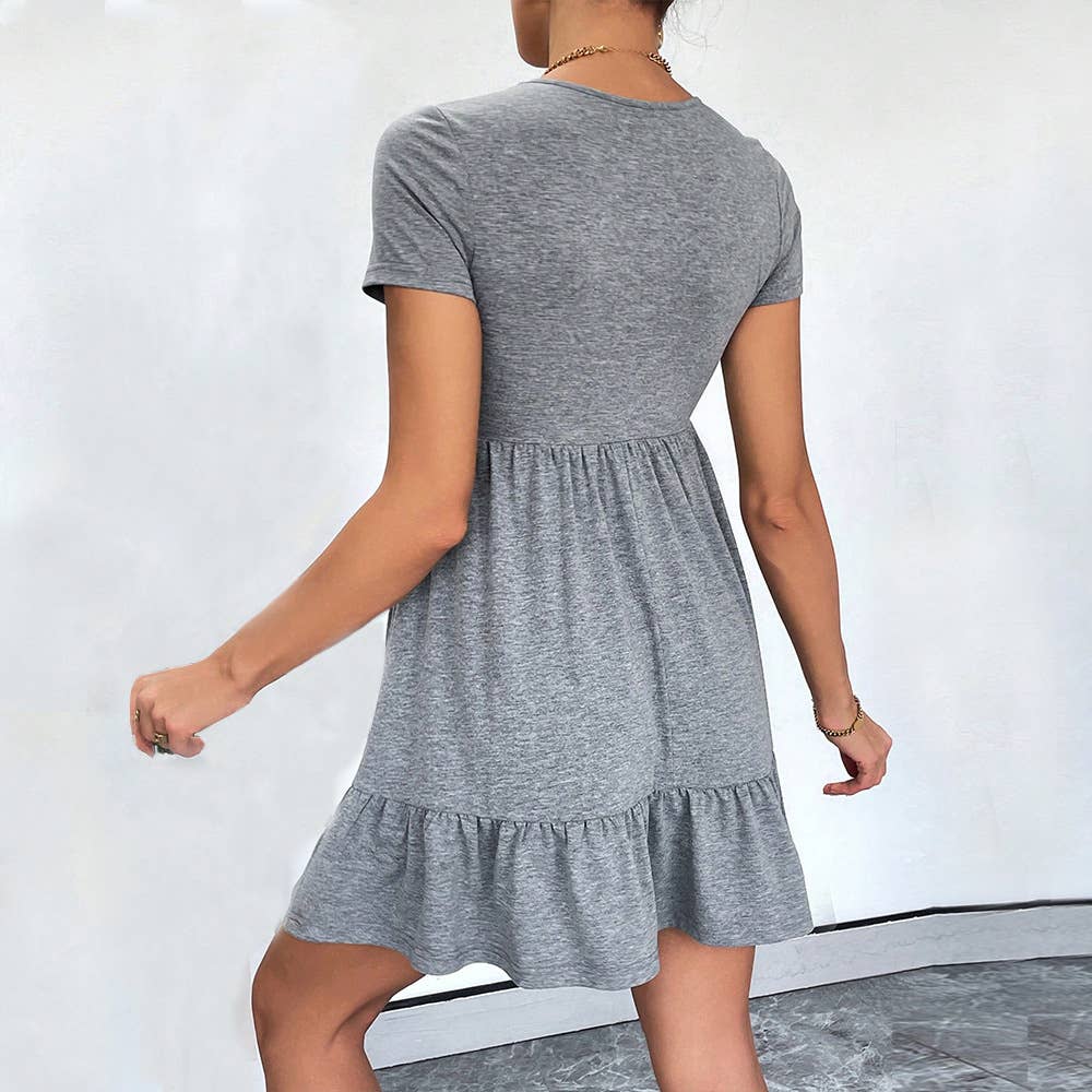 Cinched waist large hem fashion knitted dress