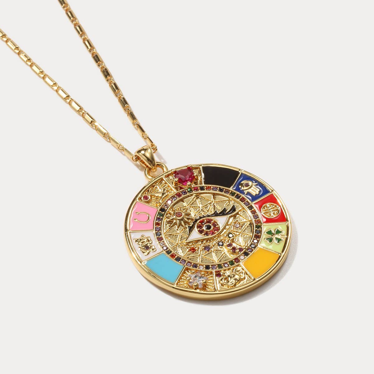 FASHIONABLE EVIL EYE NECKLACE SUNFLOWER TAG WOMEN