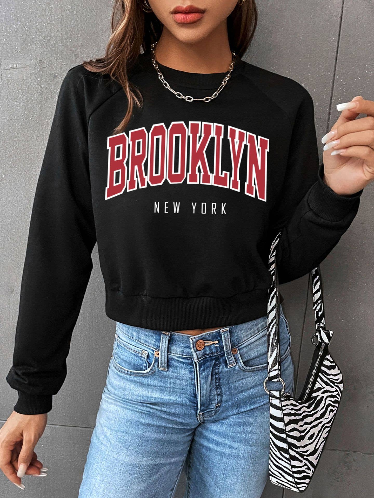Casual sporty style crop top letter hoodie