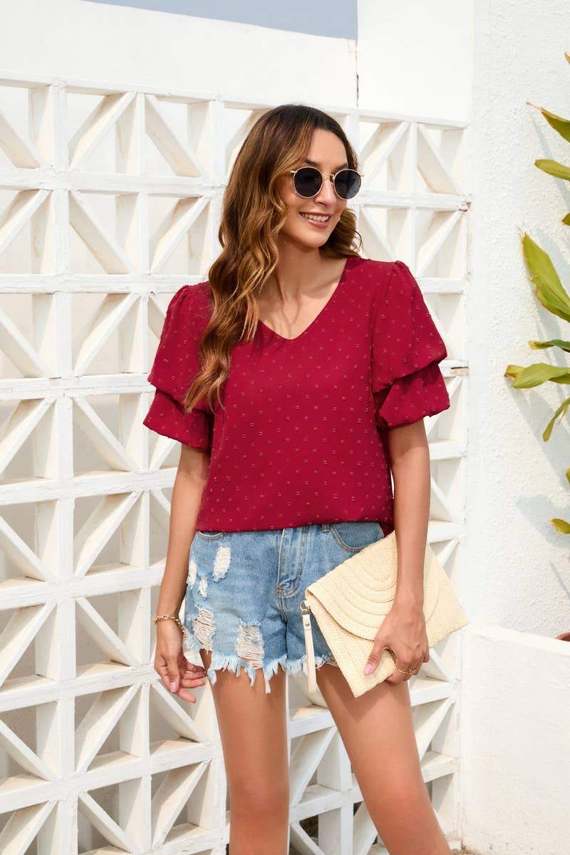 CWTBLS0811_LOOSE CASUAL VACATION T-SHIRT