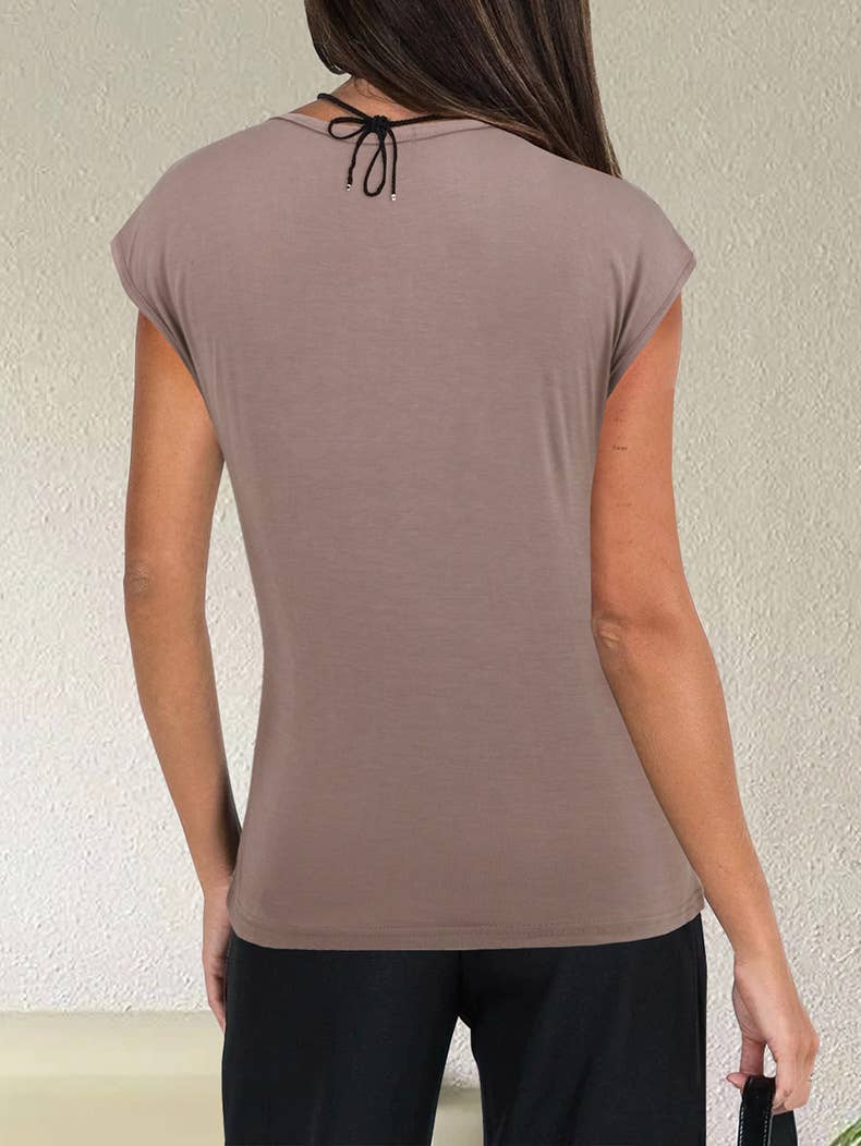 Casual Loose Solid Color V-neck T-shirt