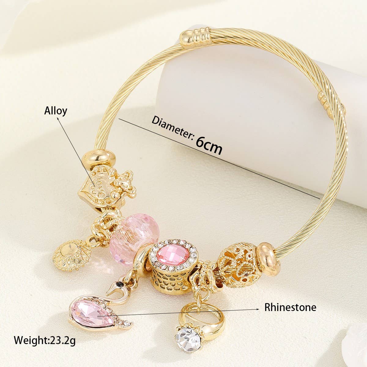 Trendy Stainless Steel Bracelet with Heart Charm