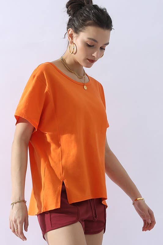 CWTTS691_LOOSE FIT ROUND NECK SHORT SLEEVE T SHIRT TOP