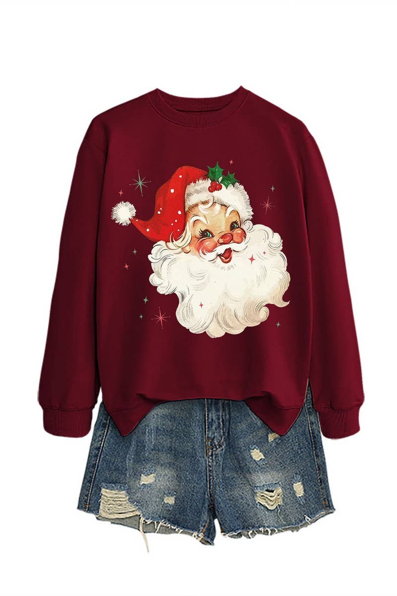 CWTBLL01324_SANTA CLAUS HEAD PATTERN PULLOVER SWEATSHIRT