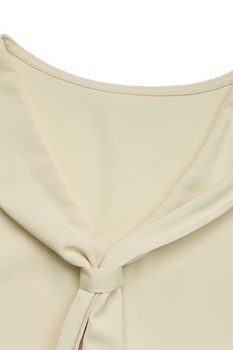 CWTBLS1852_SUMMER SCARF COLLAR LIGHT APRICOT SHIRT