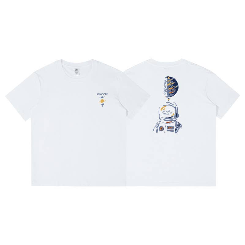 CWTTS0952_ASTRONAUT PRINT CASUAL LOOSE CREW NECK T SHIRT