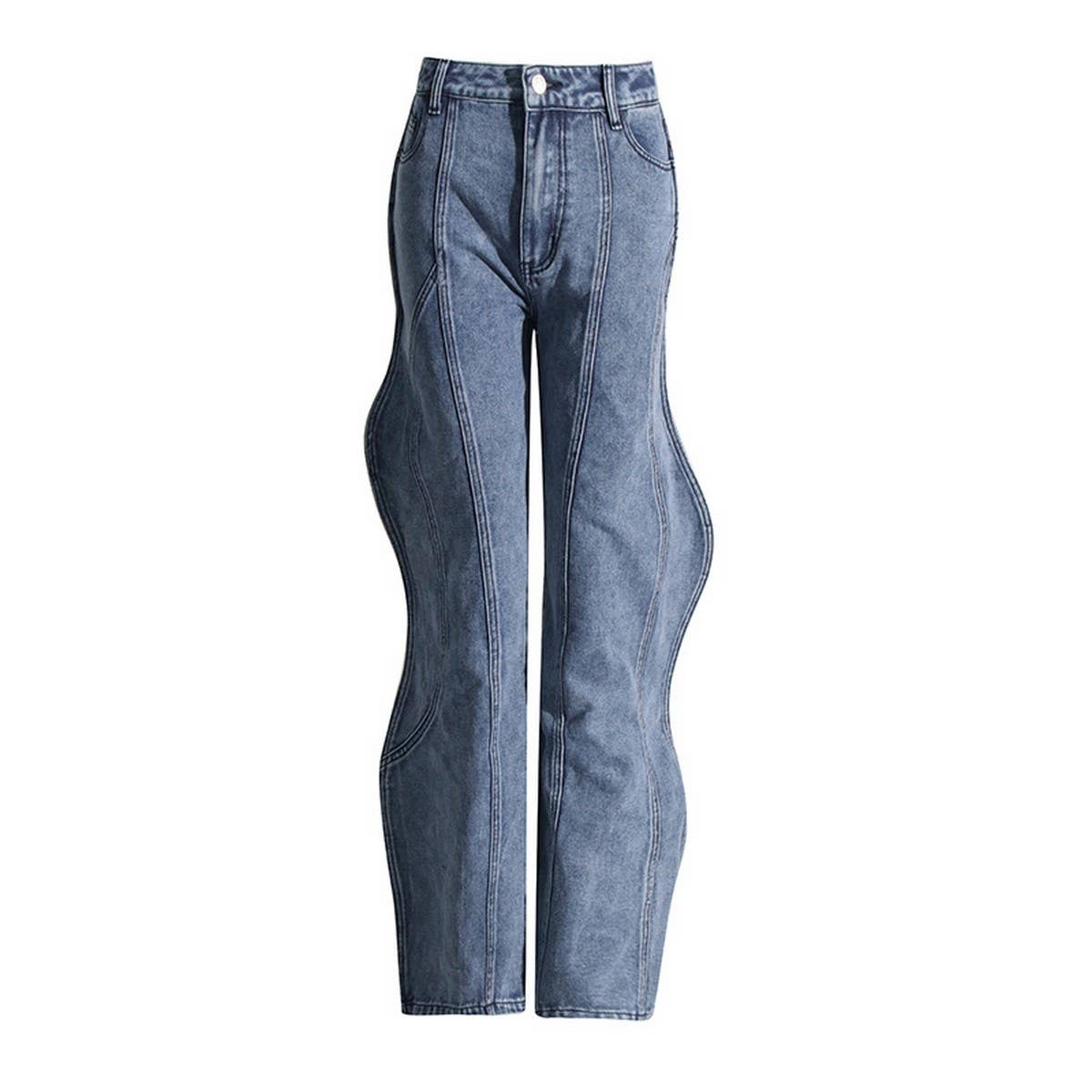 TRENDY PATCHWORK STRAIGHT LEG JEANS