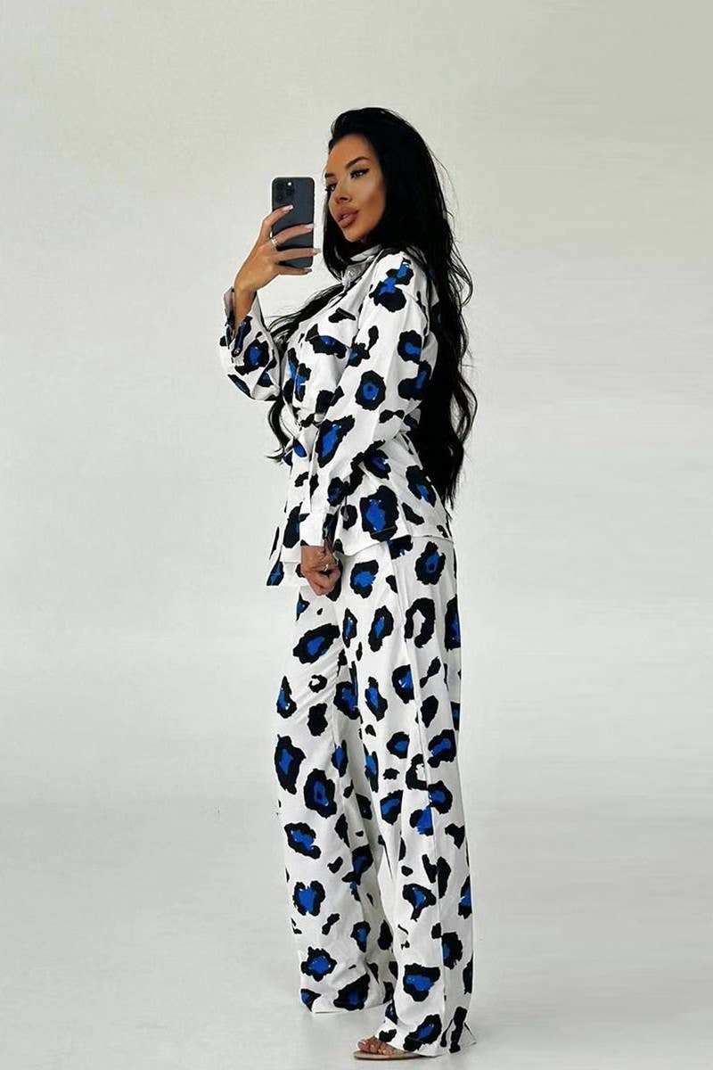 CWSPJ0364_LEOPARD PRINT LONG SLEEVE AND PANTS PAJAMA SET