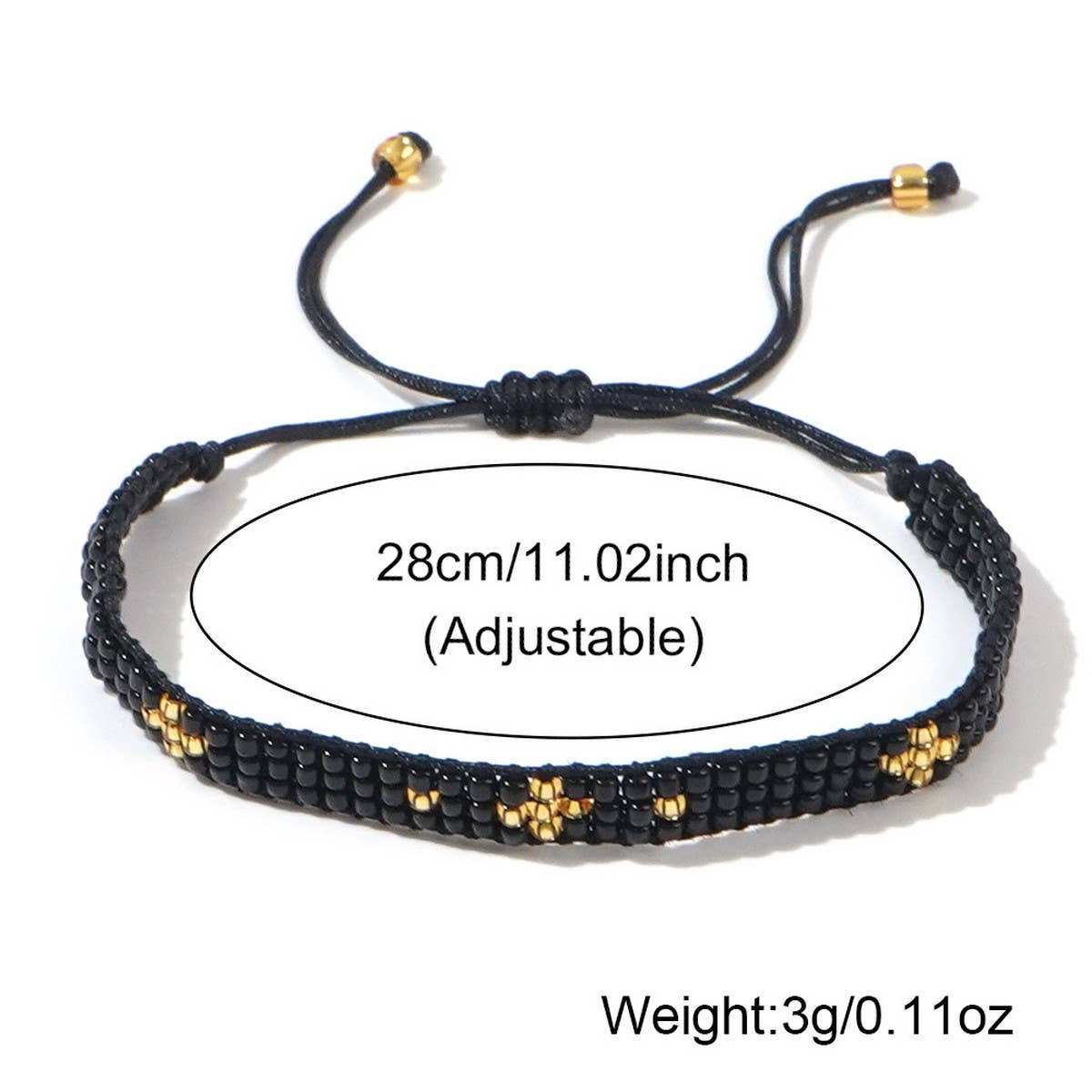 BEADED SMALL CROSS RICE BEAD BRACELET_CWMM3813
