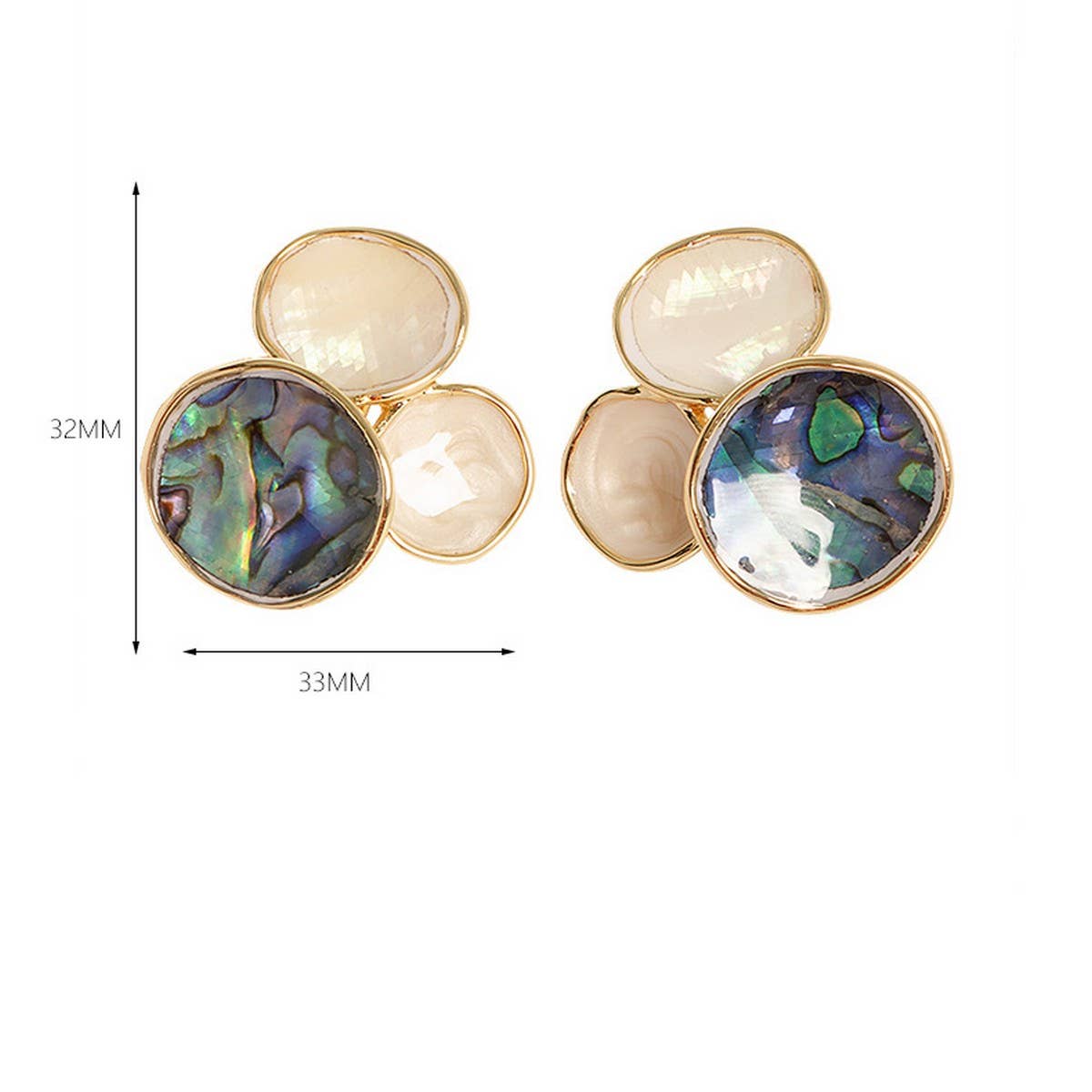 DESIGN OIL-DRIPPED ABALONE SILVER NEEDLE EARRINGS