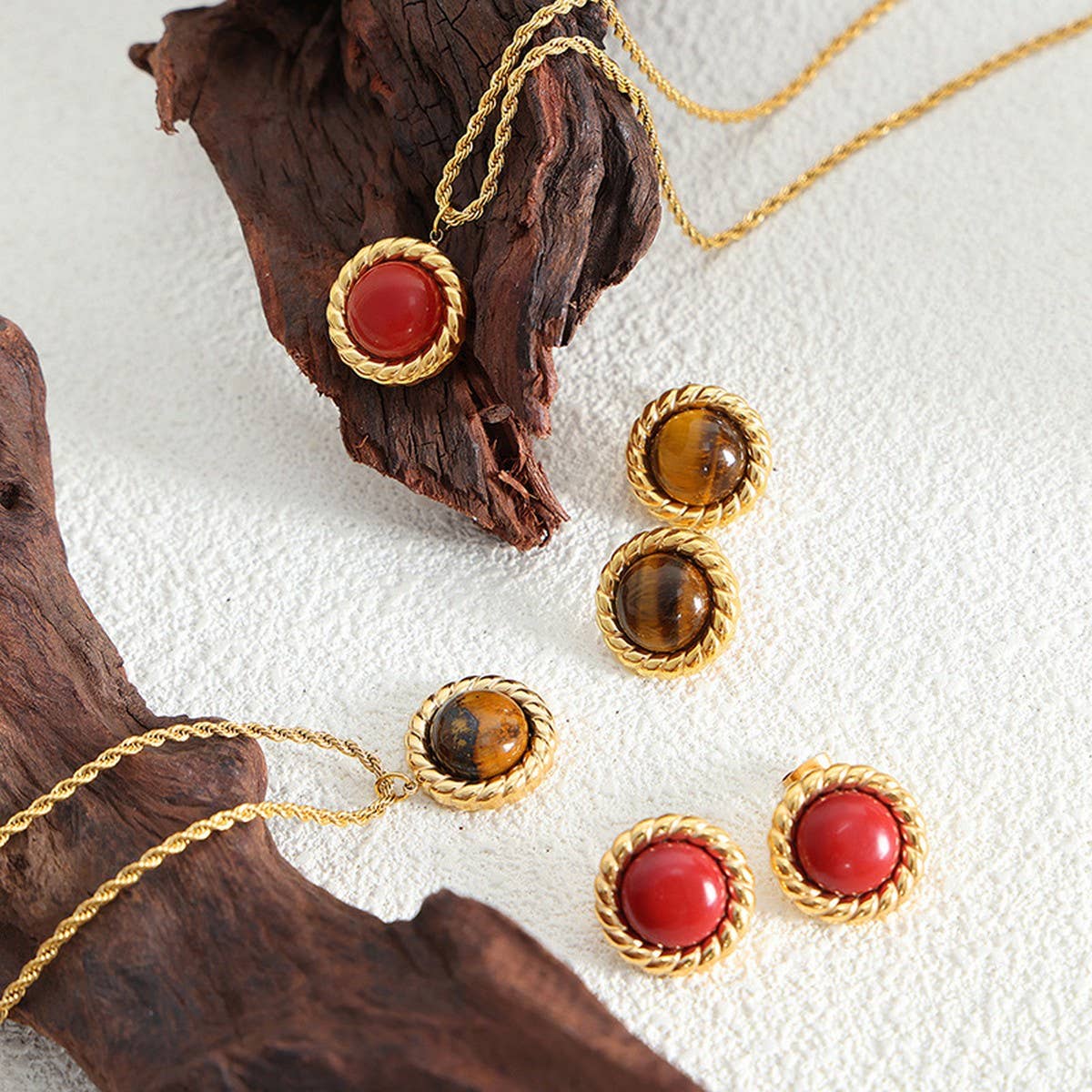 TURQUOISE VINTAGE PENDANT EARRINGS NECKLACE