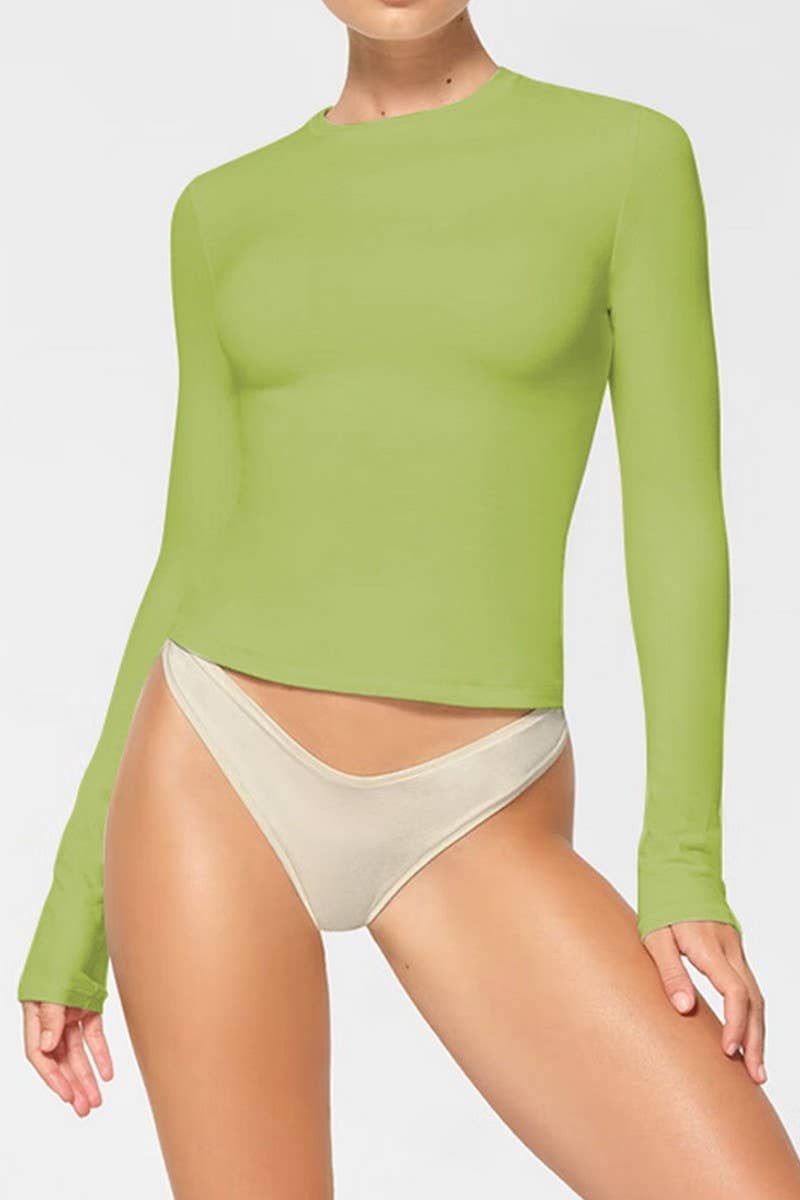 CWTBLL3792_SOLID LONG SLEEVE CREW NECK SLIM FIT TOP