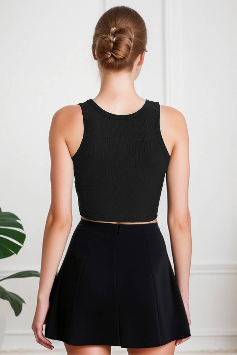 CWTTK0842_COTTON RIBBED V-NECK SLEEVELESS TANK TOP