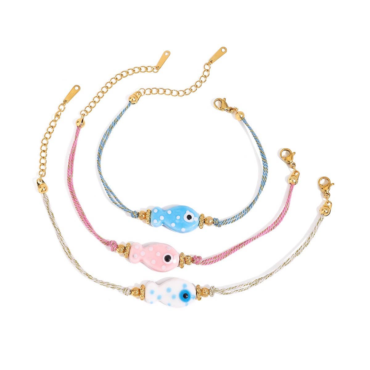 Ocean Style 18K Gold Steel White Ceramic Bracelet_CWAJE4676