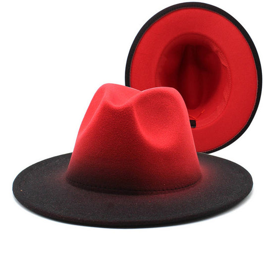 WOMEN GRADIENT TWO-COLOR THICK WOOL FELT HAT_CWAH0816