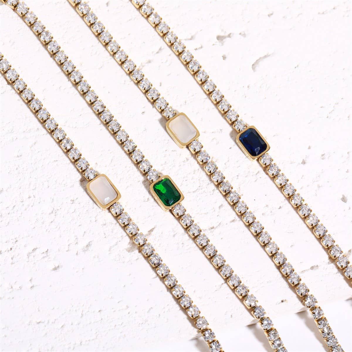 Stainless Steel Emerald Zirconia Necklace_CWMM5557