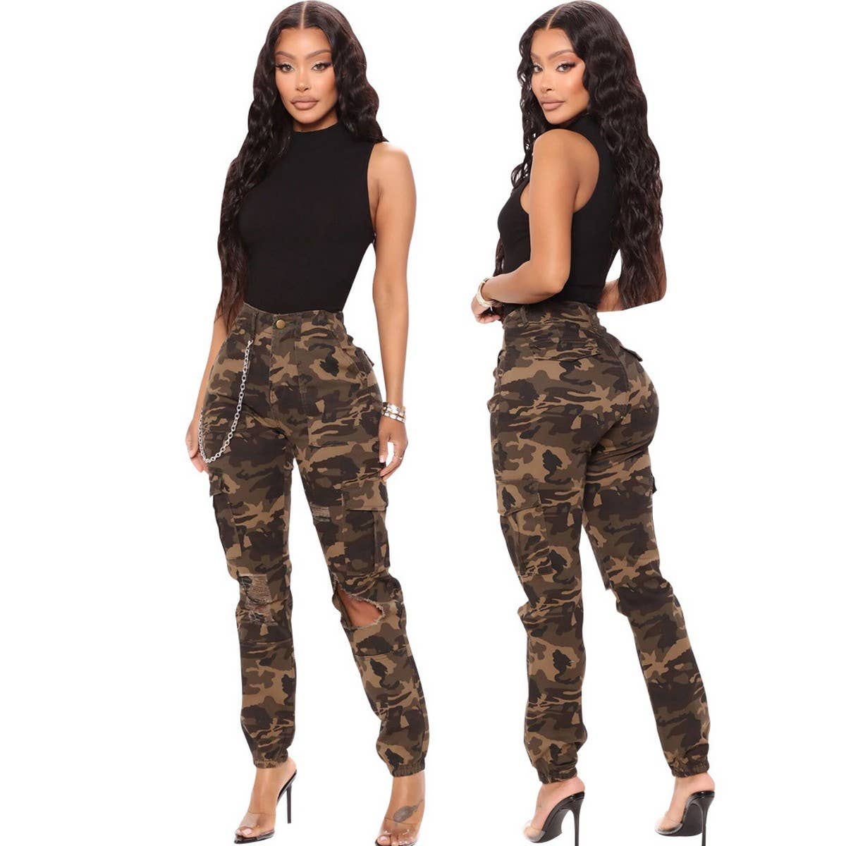 WOMEN FASHIONABLE CASUAL SLIM FITTING CARGO PANTS_CWBLP0355