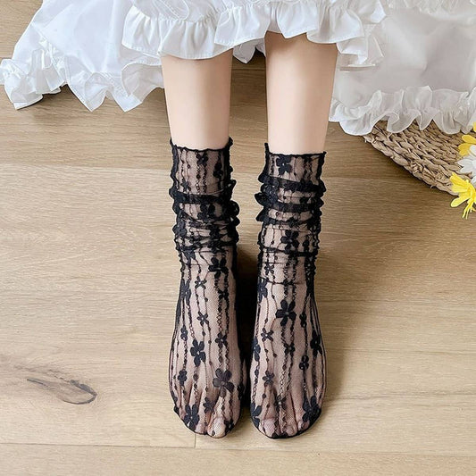 MESH ULTRA THIN MEDIUM LENGTH LACE STOCKINGS