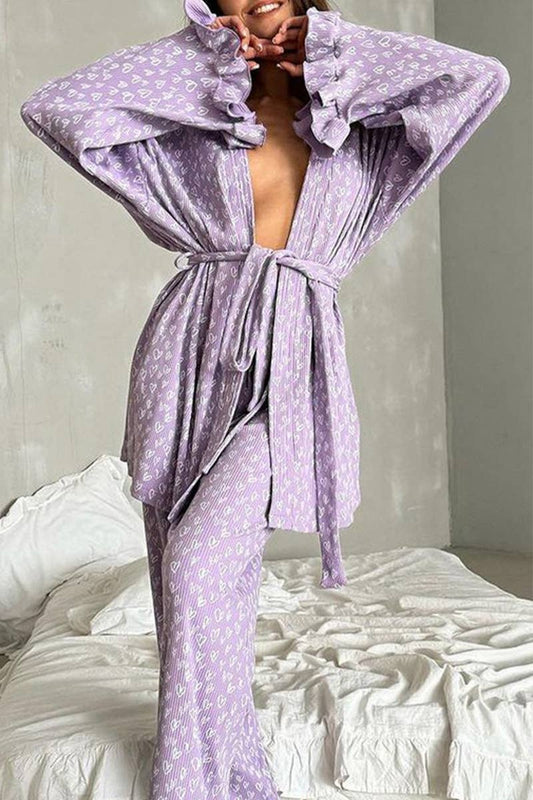 CWSBSL0143_SPRING NEW PURPLE SOFT PAJAMAS TWO-PIECE SET