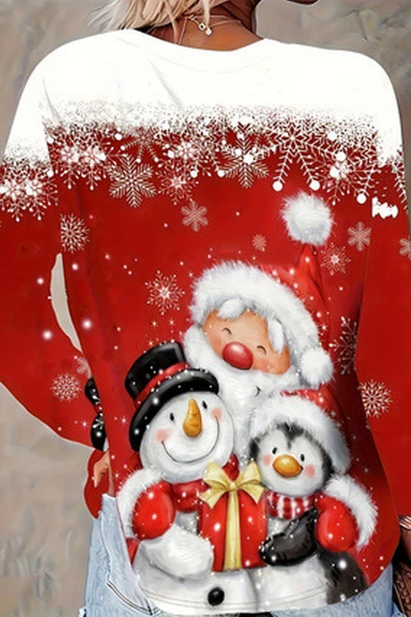 CWOSWL07611_SNOWMAN CHRISTMAS LONG SLEEVE KNIT TEE