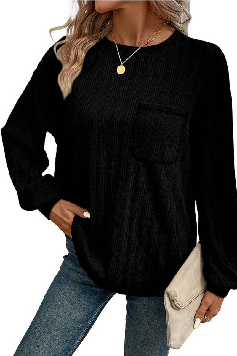 CWOSWL6851_SOLID COLOR ROUND NECK CASUAL LOOSE T-SHIRT