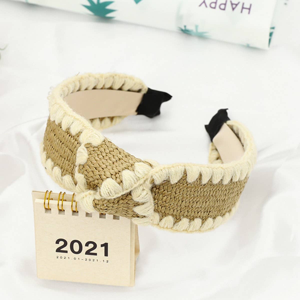 RAFFIA SIMPLE COLOR-BLOCKED KNOTTED HEADBANDS_CWAHA1160