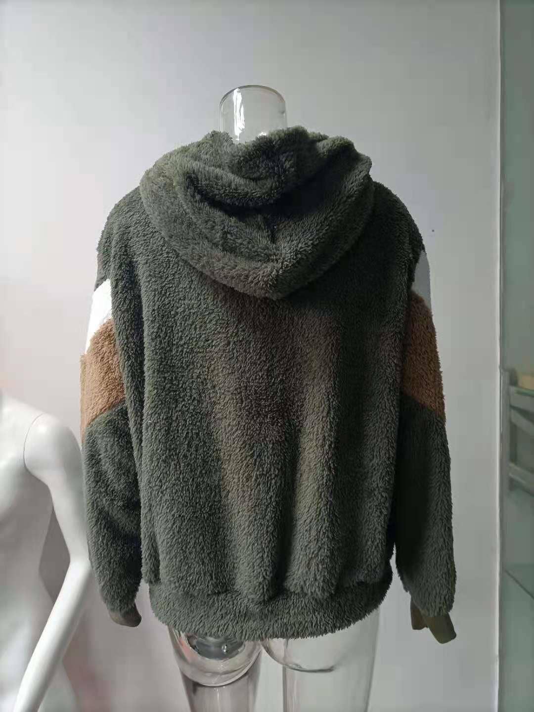 FLEECE ZIP-UP CARDIGAN WITH STRIPED POCKET COAT