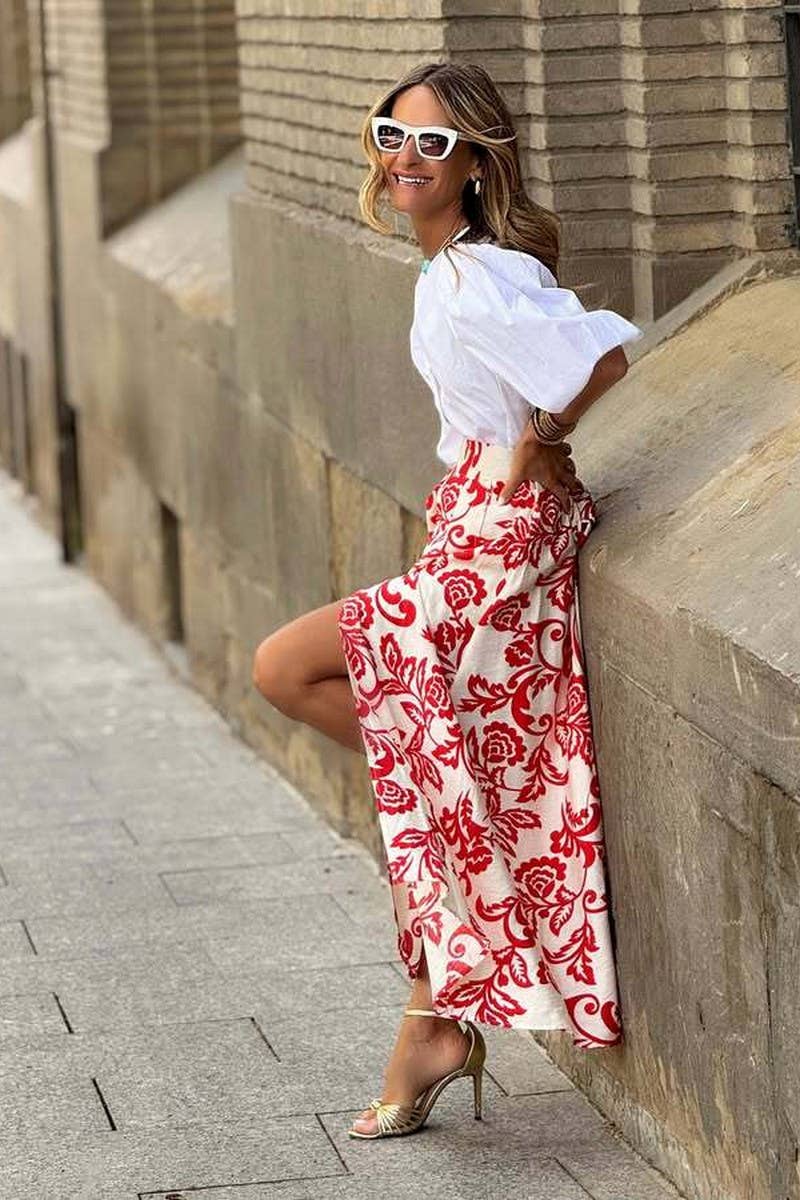 CWBLS0669_FLORAL HIGH WAIST SLIT MAXI SKIRT