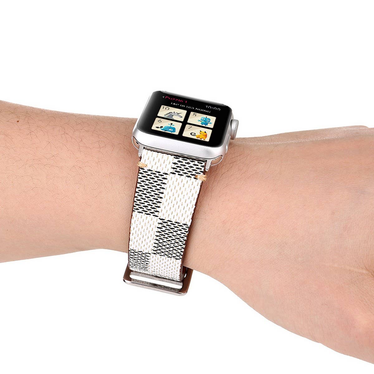 APPLE WATCH9 STYLISH PLAID LEATHER STRAP_CWASC1579