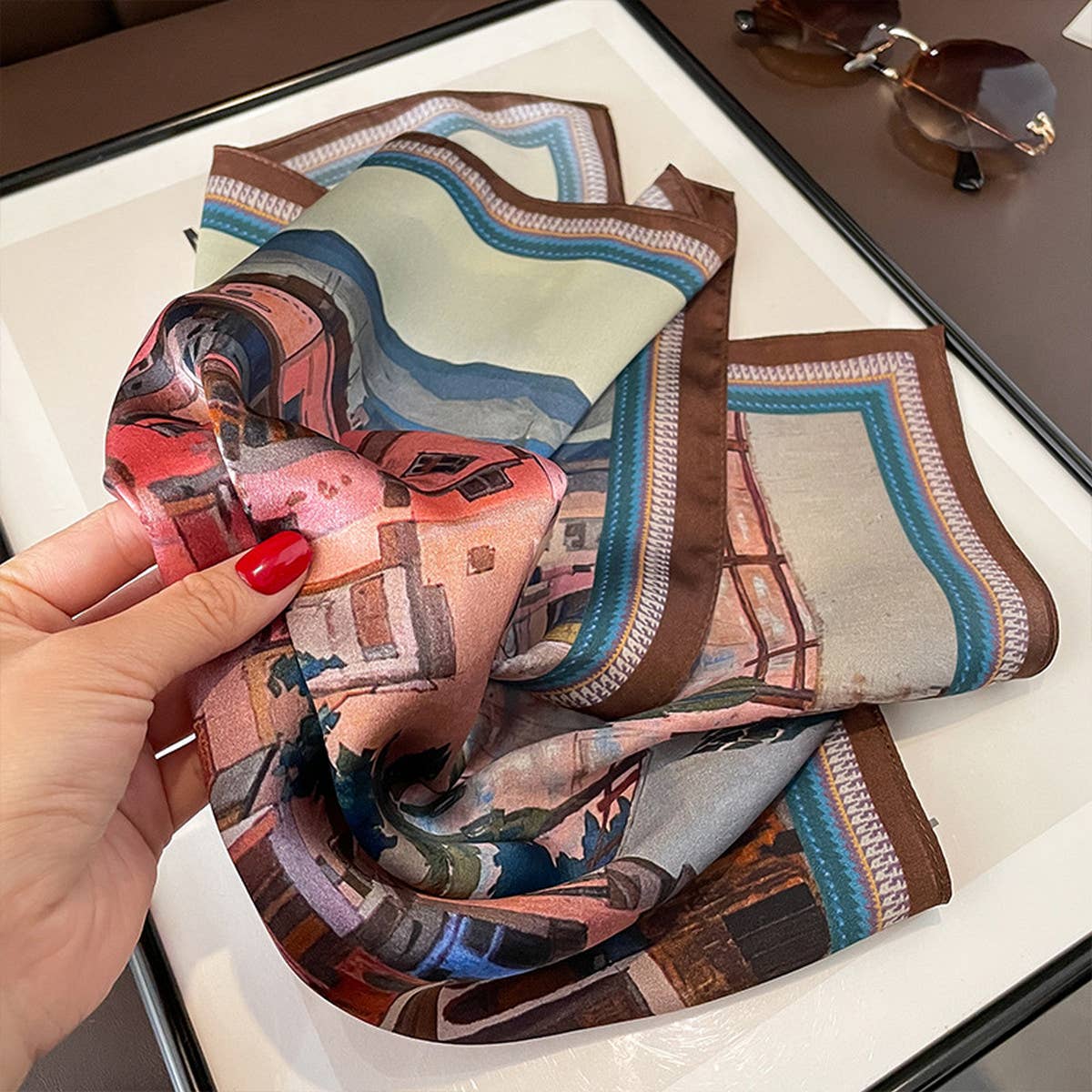 Silk Square Scarf - Spring Oil Painting Print Wrap