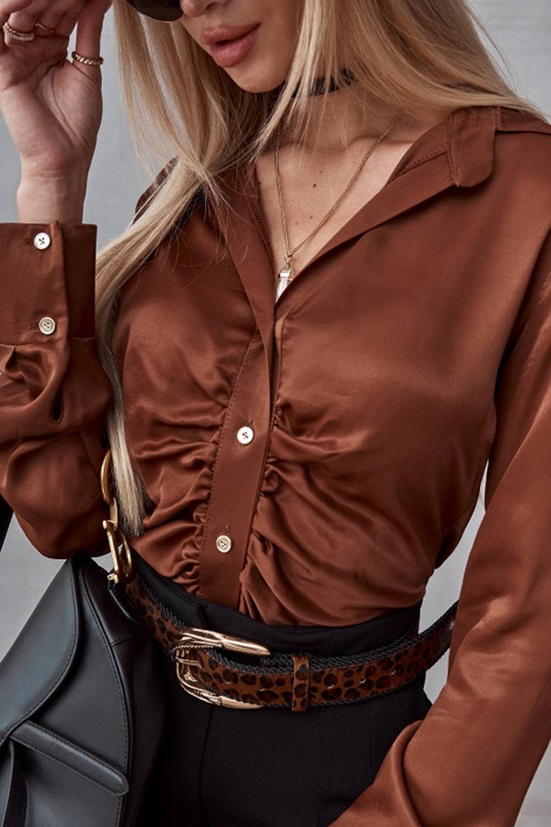 CWTBLL3697_SPRING AND AUTUMN PURE COLOR ELEGANT SHIRT