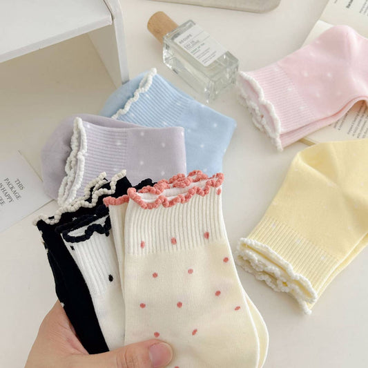 ALL-MATCH NEW POLKA DOT MID-CALF SOCKS_CWMS0953