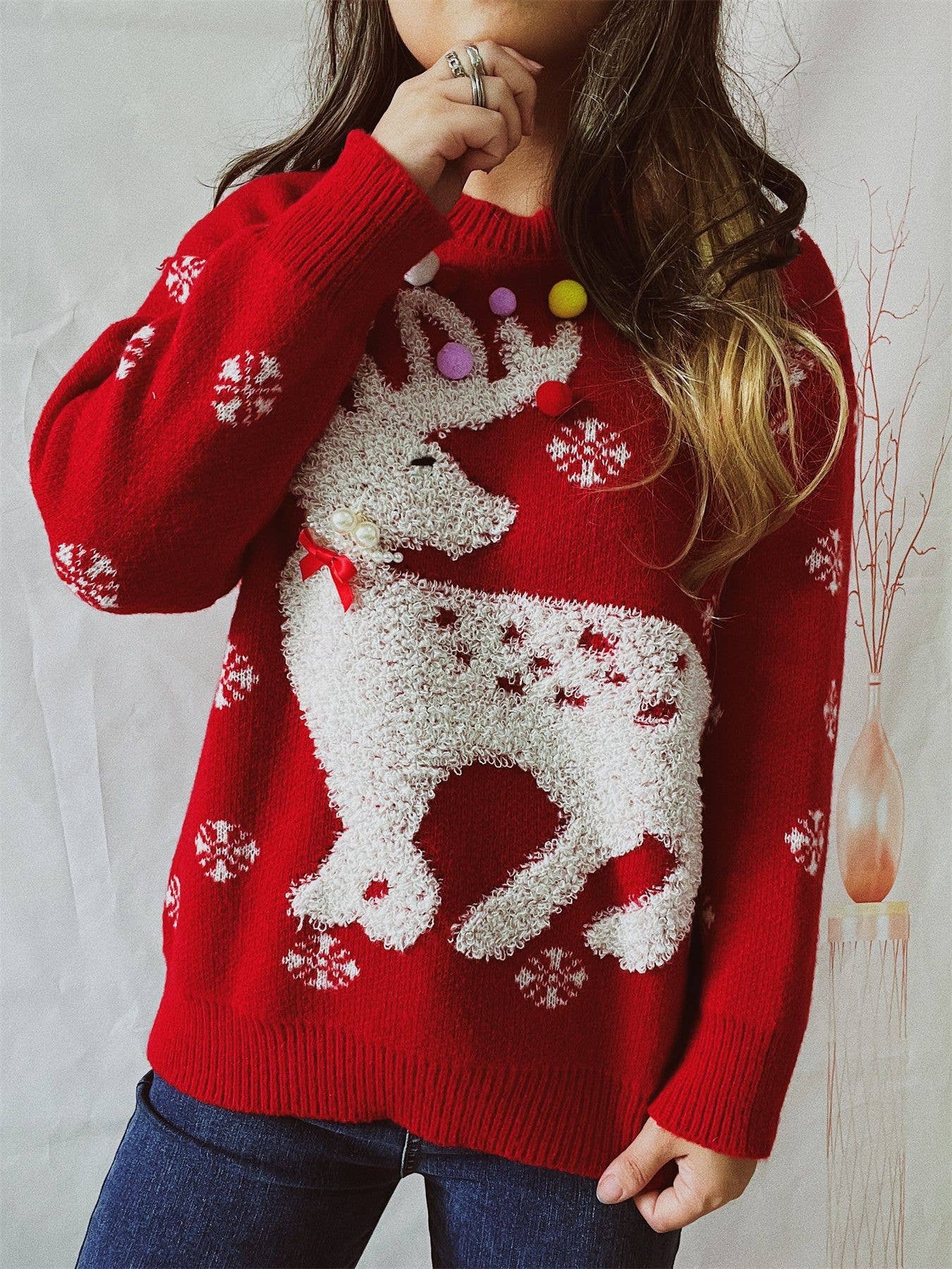 Christmas reindeer jacquard knitted sweater
