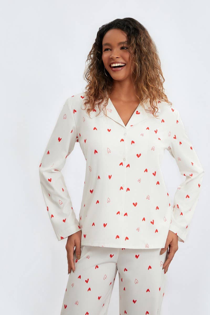 CWSPJ0439_HEART PRINT COZY LONG SLEEVE PAJAMA SET