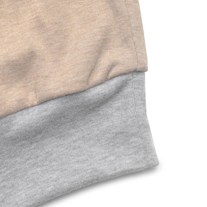 CREW-NECK COLOR PATCHWORK CASUAL BAGGY HOODIE