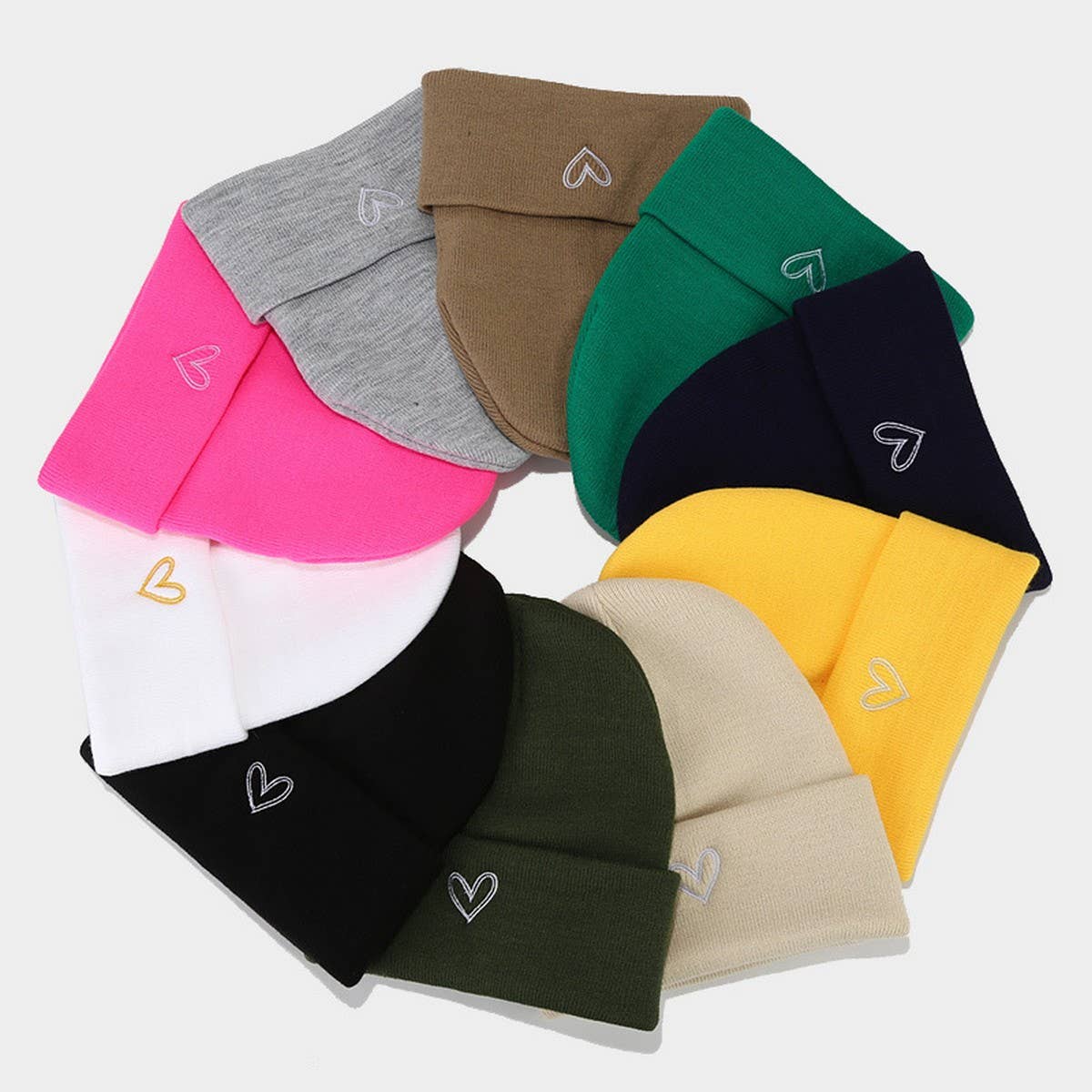 HEART EMBROIDERY ACRYLIC KNITTED HAT_CWAH2082