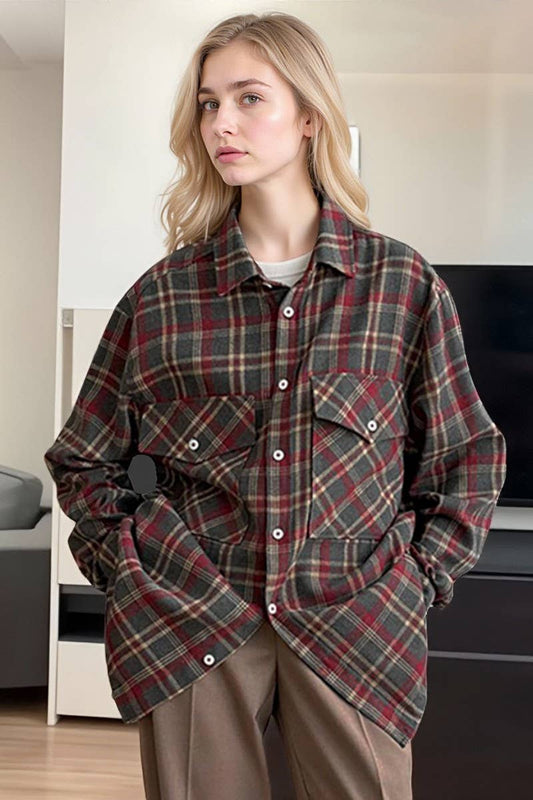 CWTBLL00577_RETRO PLAID CASUAL LONG SLEEVE SHIRT JACKET