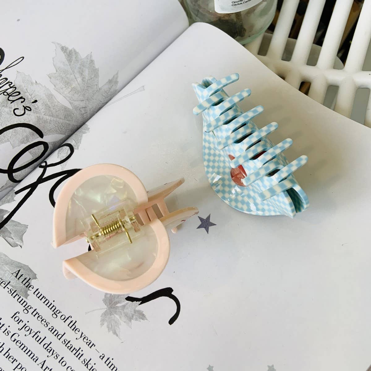 Cherry Heart Gingham Hair Claw Clip - Cute Style_CWAHA2145