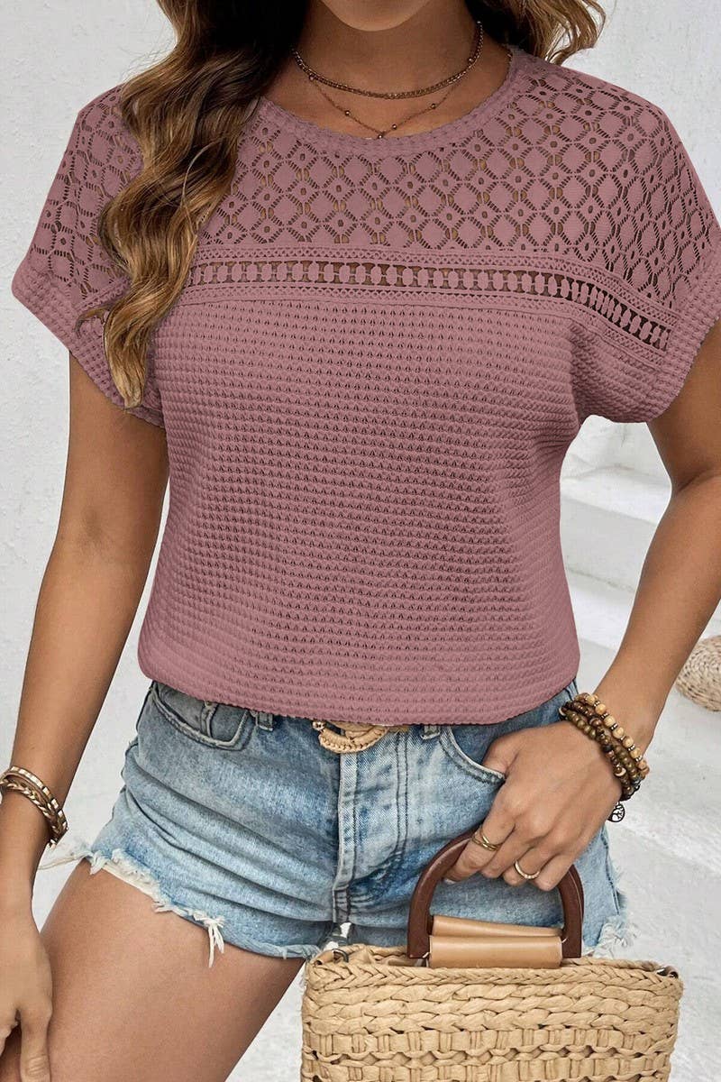 CWTTS1379_NEW SUMMER RAGLAN HOLLOW SHORT-SLEEVED T-SHIRT