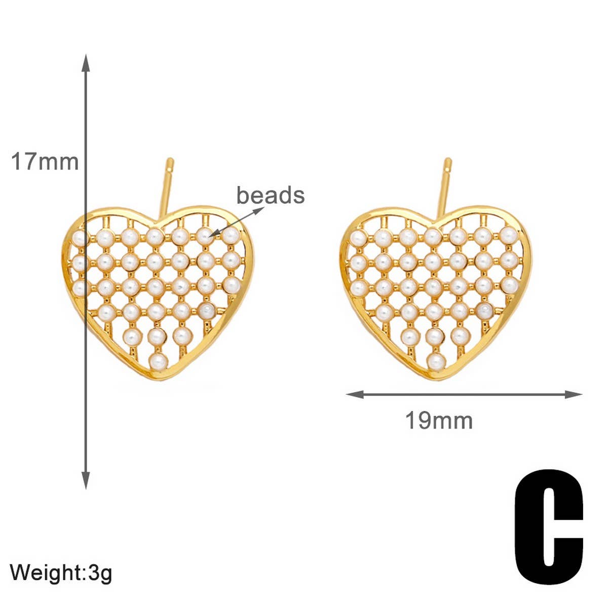 HEART SHAPED PEARL GOLD-PLATED EARRINGS