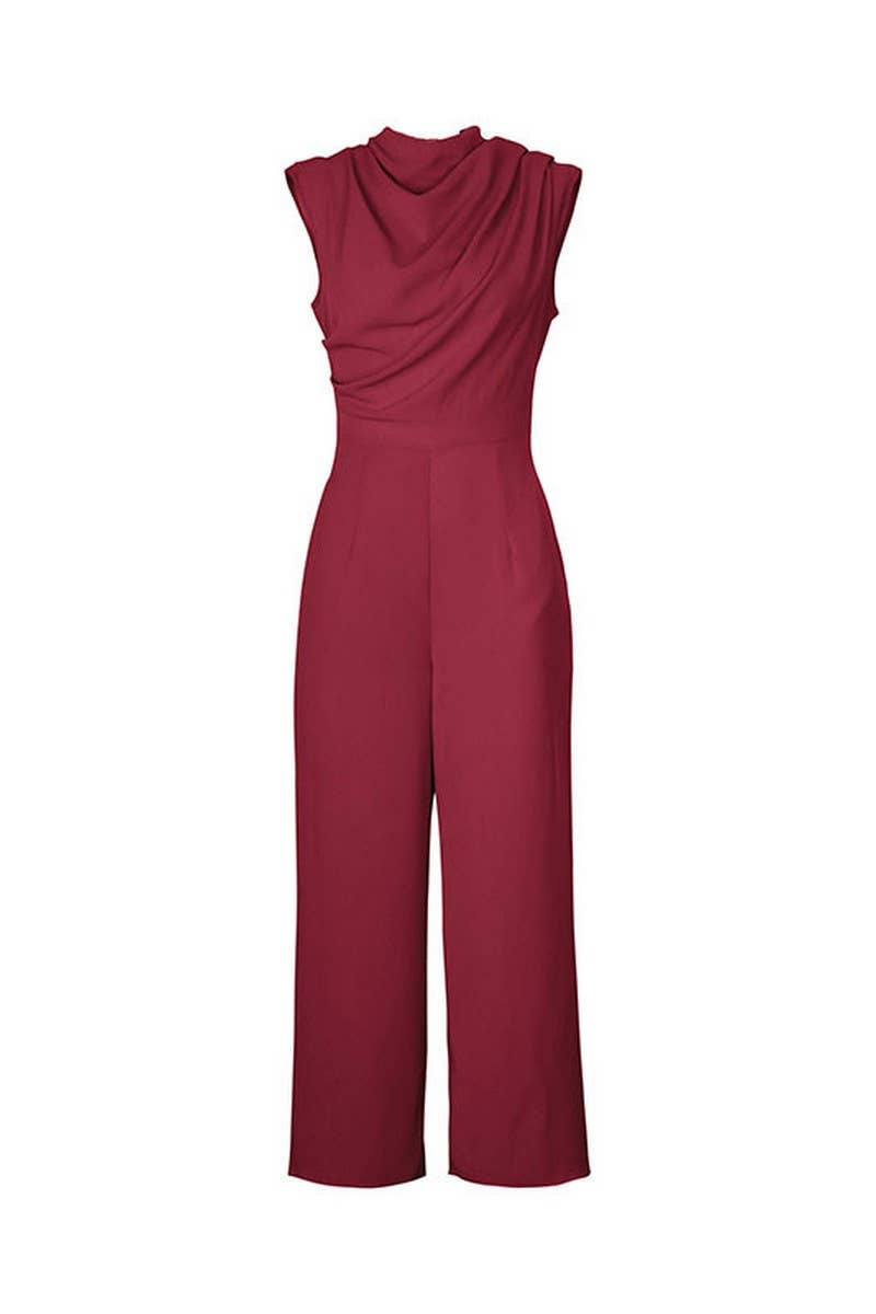 CWSJS0636_SLEEVELESS SOLID COLOR SWING COLLAR JUMPSUIT